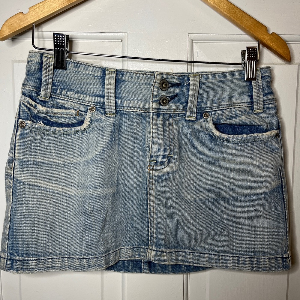 Y2K American Eagle Outfitters Light Blue Denim Micro Mini Skirt